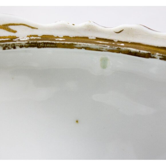 Antique LS&S Carlsbad Austria Vegetable Dish 7.5" Brown/Blue Flowers 1895-1917 - Picture 9 of 15